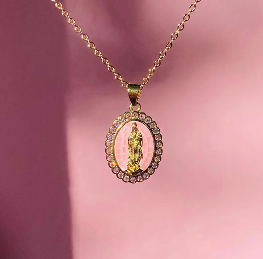 Pink Mary Necklace